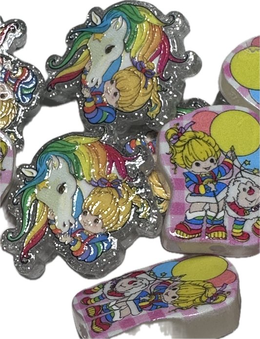 Two different rainbow acrylic focal bead- set of 2/ focal bead/ pen beading / keychain bead/one of each design