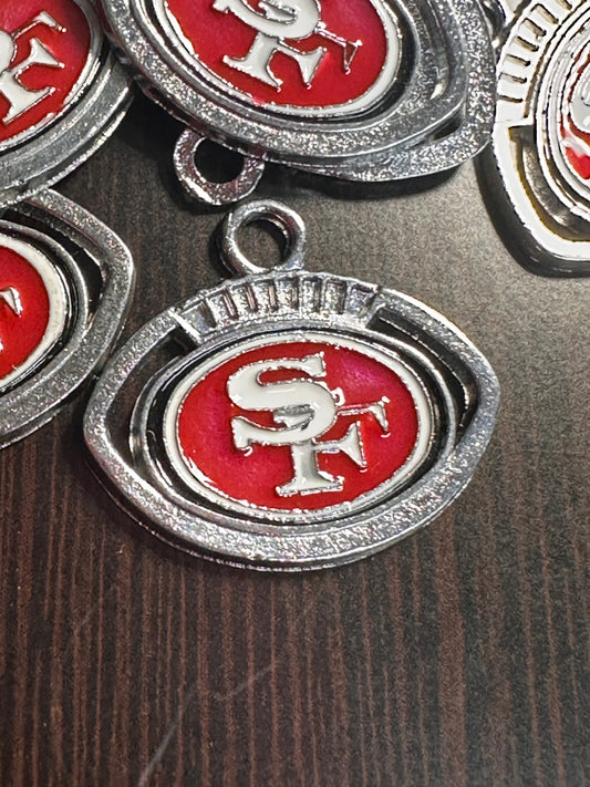 Enameled metal charms/ SF 49ers/ sports team pendant/ DIY charm bracelet/ DIY necklace