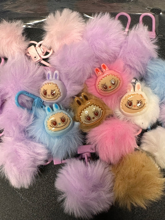 Labubu head Pom Pom phone charms/ Monster bag charm/ phone decor