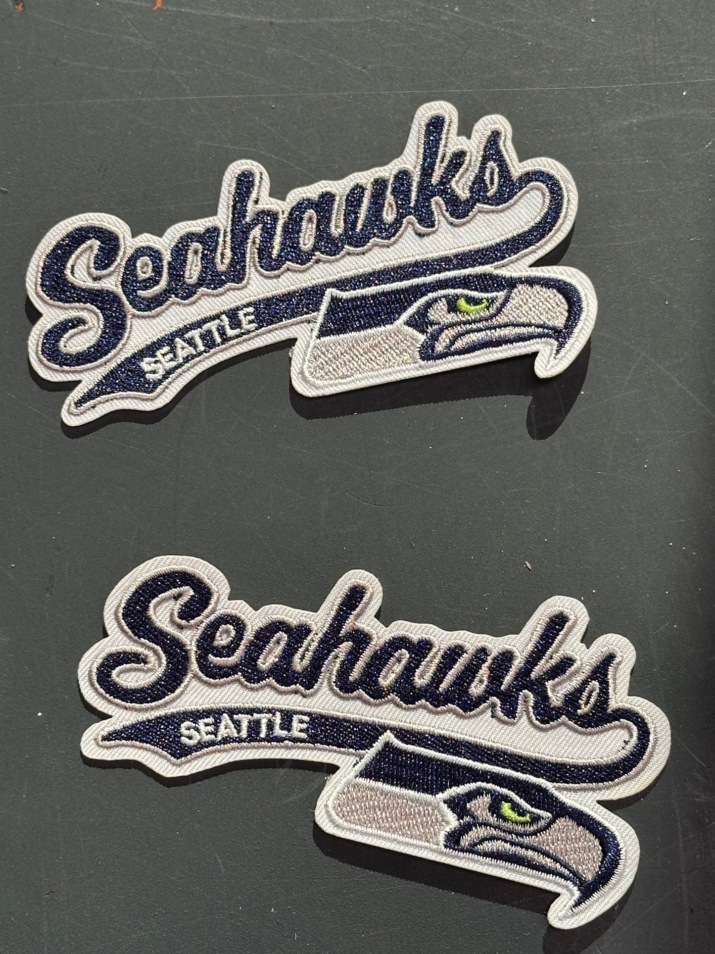 SEATTLE SEAHAWKS EMBROIDERED IRON ON PATCH/ SIZE APPROX 4" x 2"/ QUALITY MATERIAL/FABRIC PATCHES/FOOTBALL TEAM