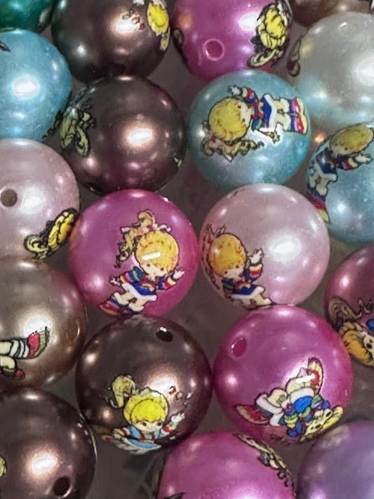 Ten (10) colorful brite little girl beads/ round shaped beads/ pen beading beads / keychain beads/ DIY/ 16mm/