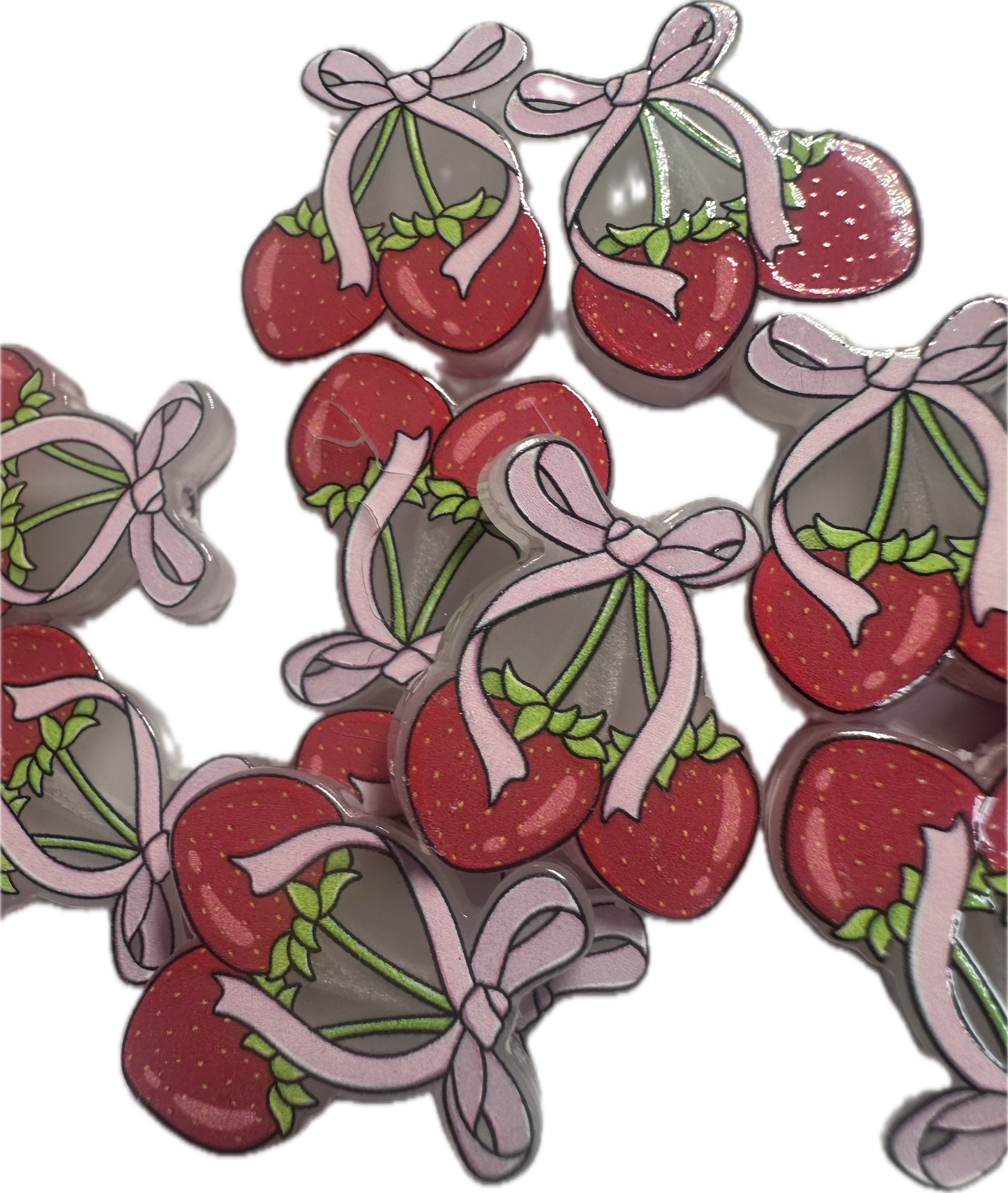 Strawberry acrylic focal bead- set of 2/ focal bead/ pen beading / keychain bead/