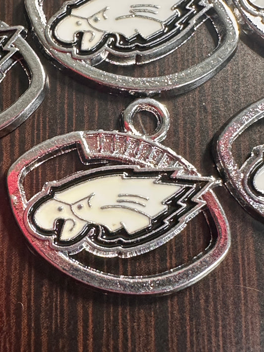 Enameled metal charms/ Philadelphia Eagles/ sports team pendant/ DIY charm bracelet/ DIY necklace