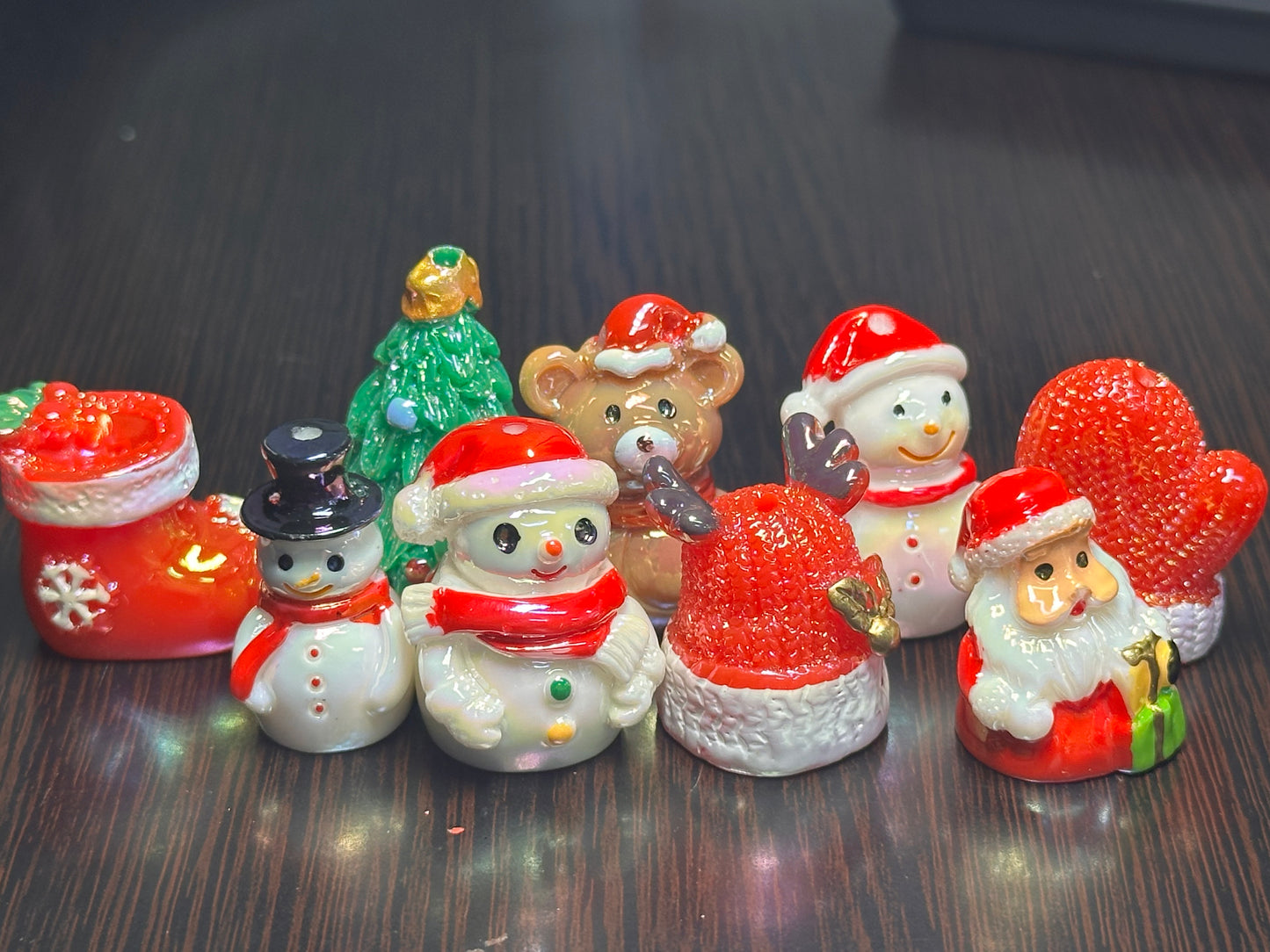 9pc Christmas Resin Bead Set – Santa, Snowman, Tree & Holiday DIY Beads