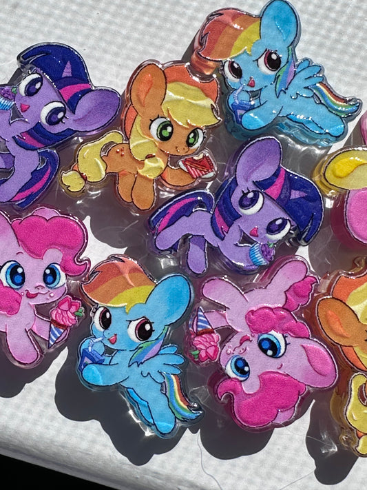 Rainbow ponies acrylic focal bead- set of 2/ focal bead/ pen beading / keychain bead/horse