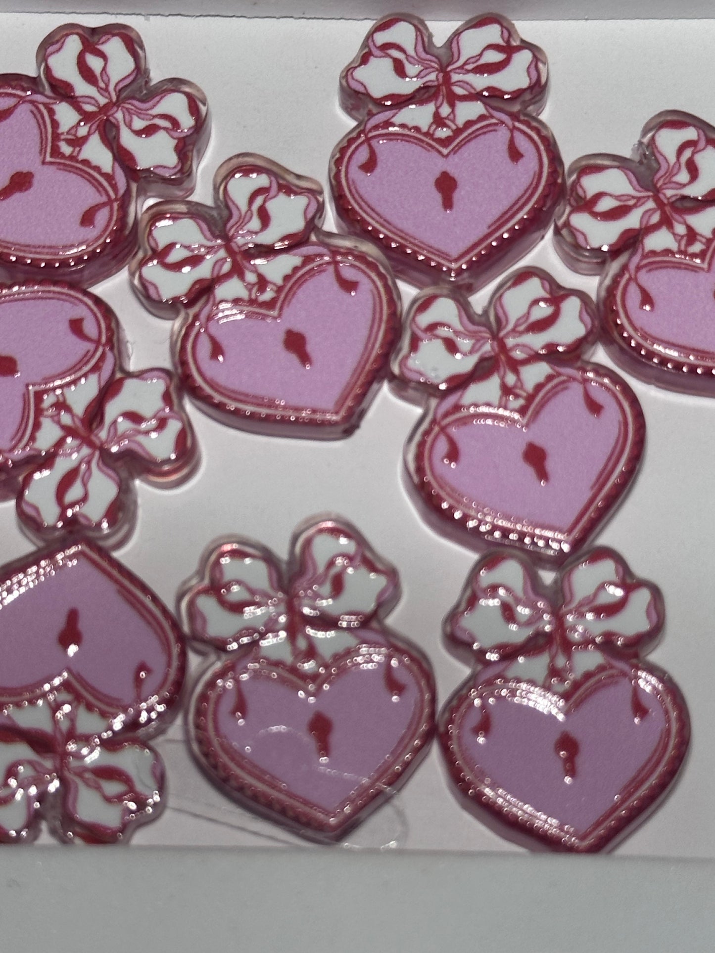 Heart Lock acrylic focal bead- set of 2/ focal bead/ pen beading / keychain bead/ Keyhole locket