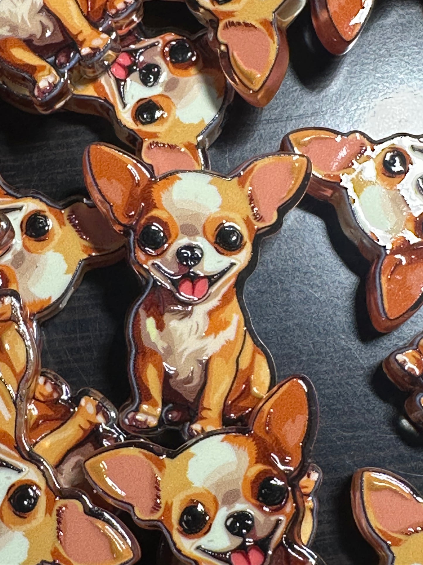 Chihuahua dog acrylic focal bead- set of 2/ focal bead/ pen beading / keychain bead/
