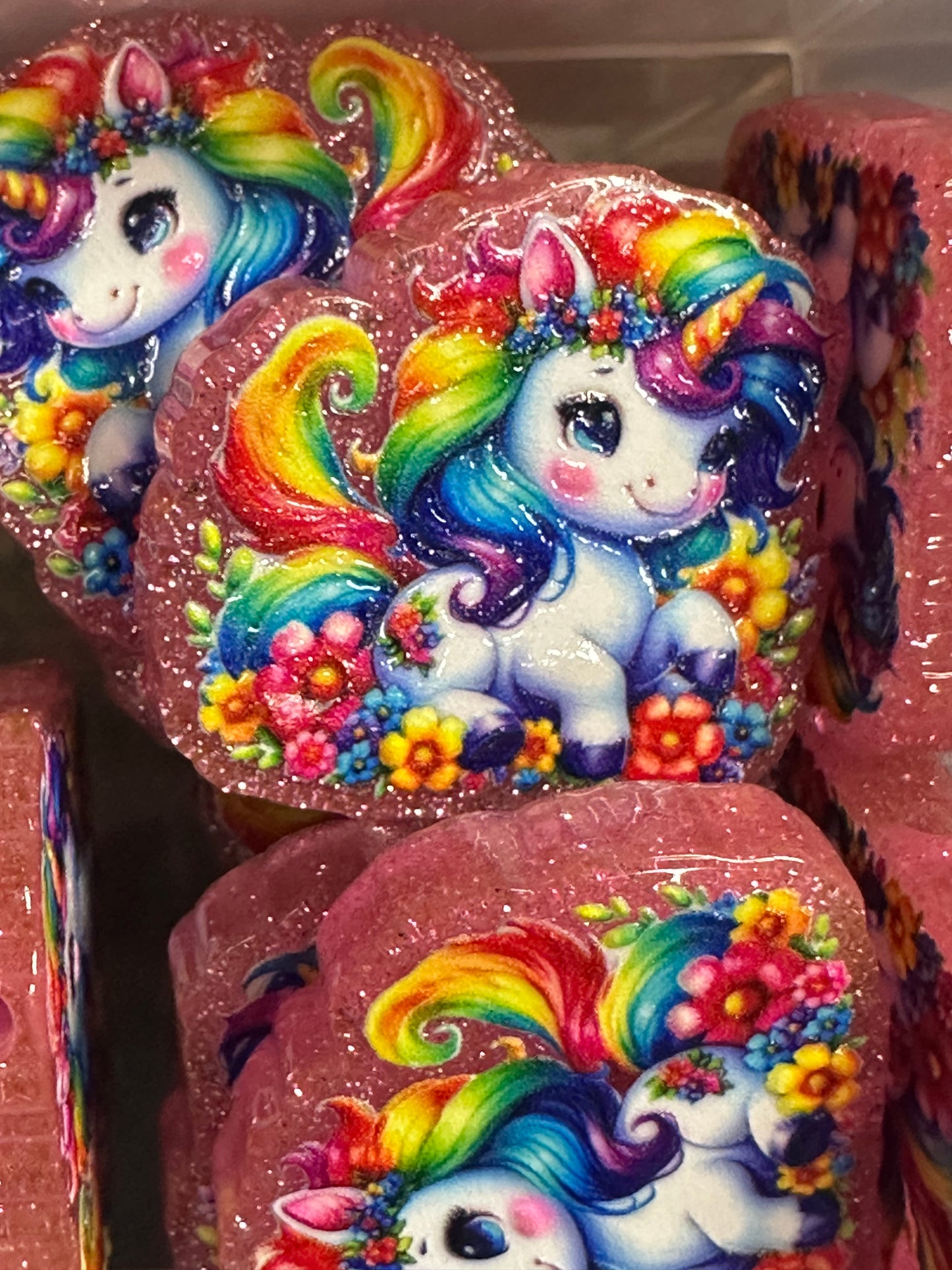 Colorful unicorn acrylic focal bead- set of 2/ focal bead/ pen beading / keychain bead/ glitter