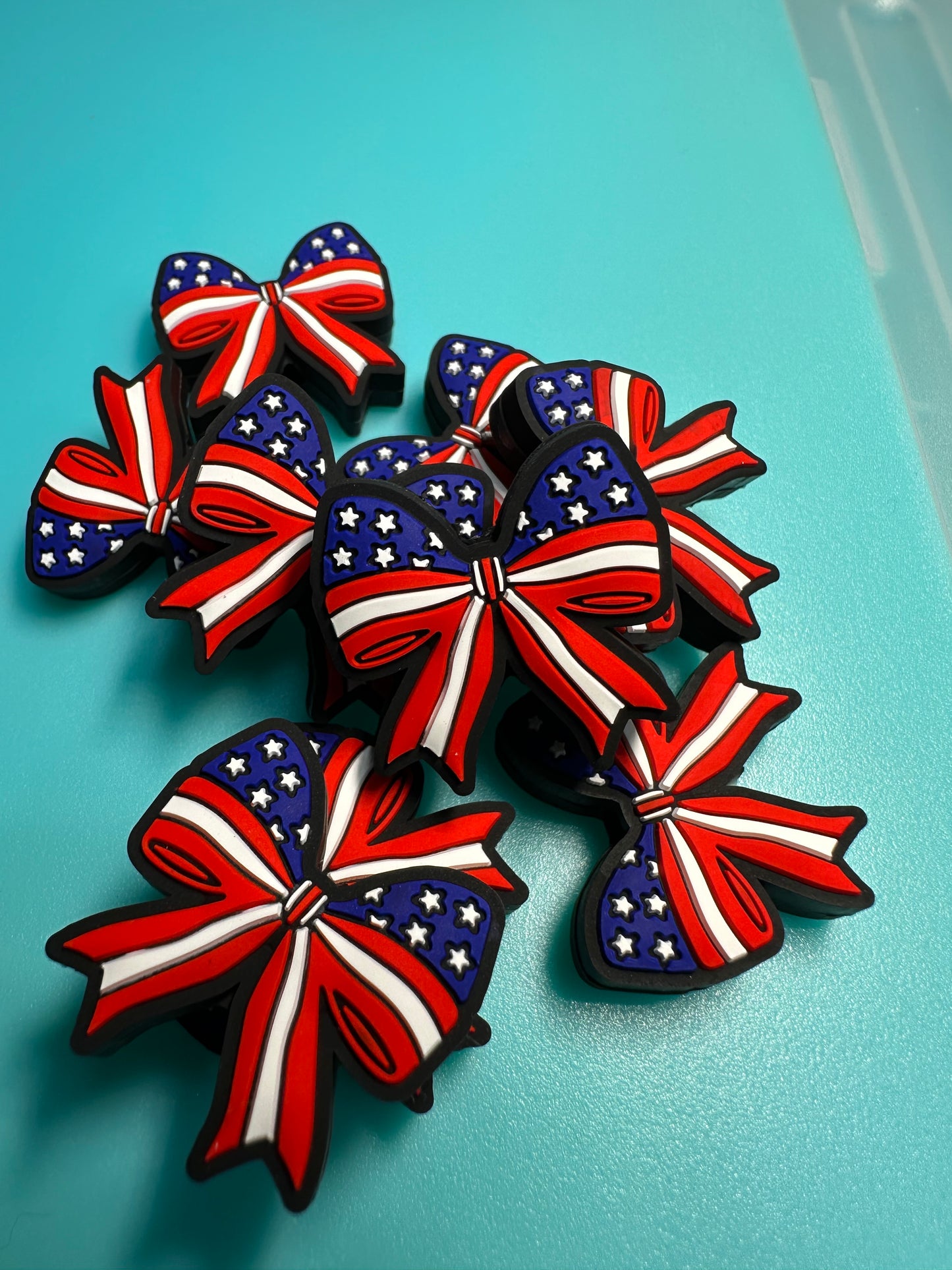 Patriotic Bow silicone focal bead/ bow flag