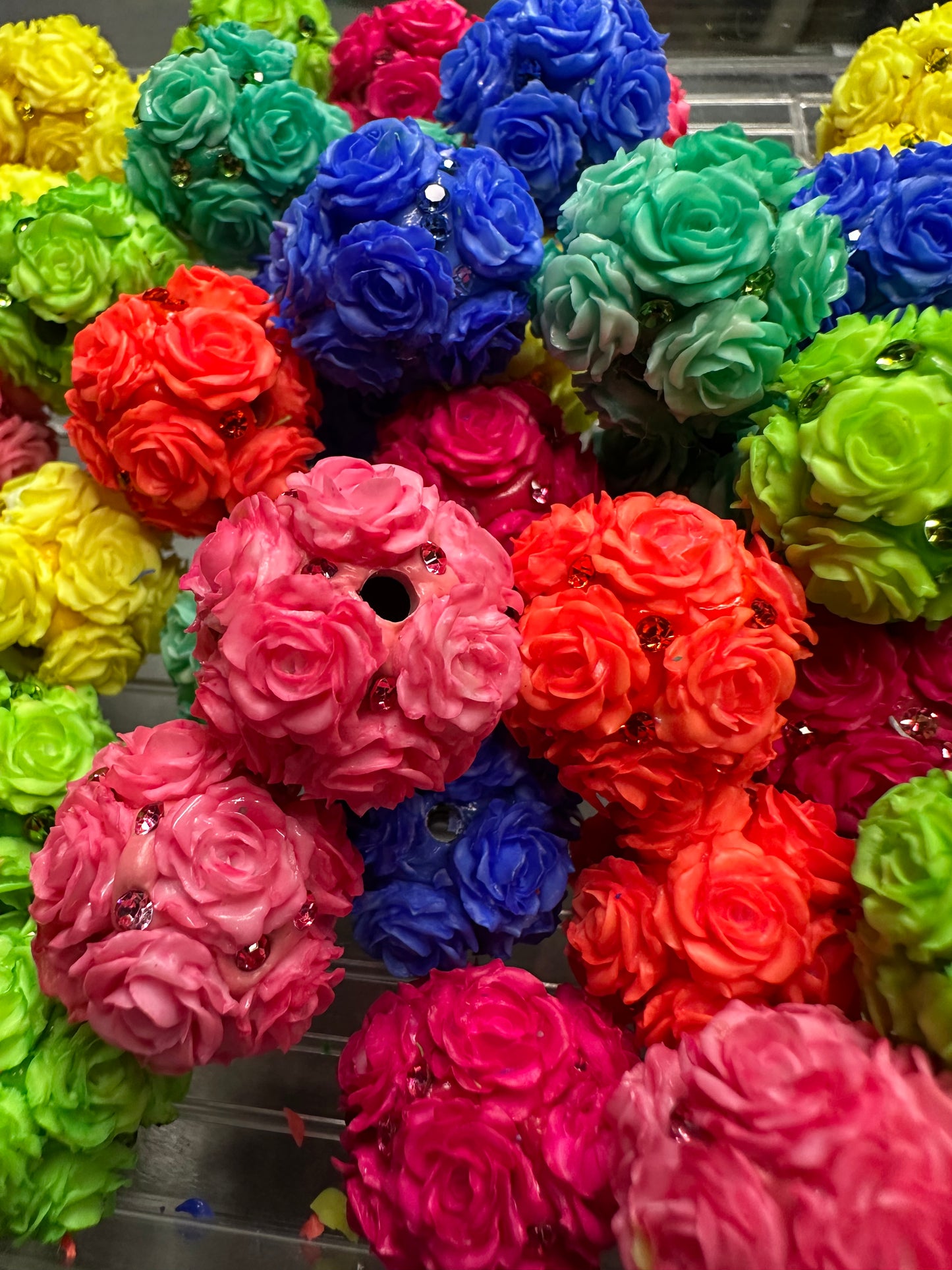 Neon Fancy Flower Handmade Beads – Neon Flower Beads for DIY Crafts (Set of 5) approx. 20mm