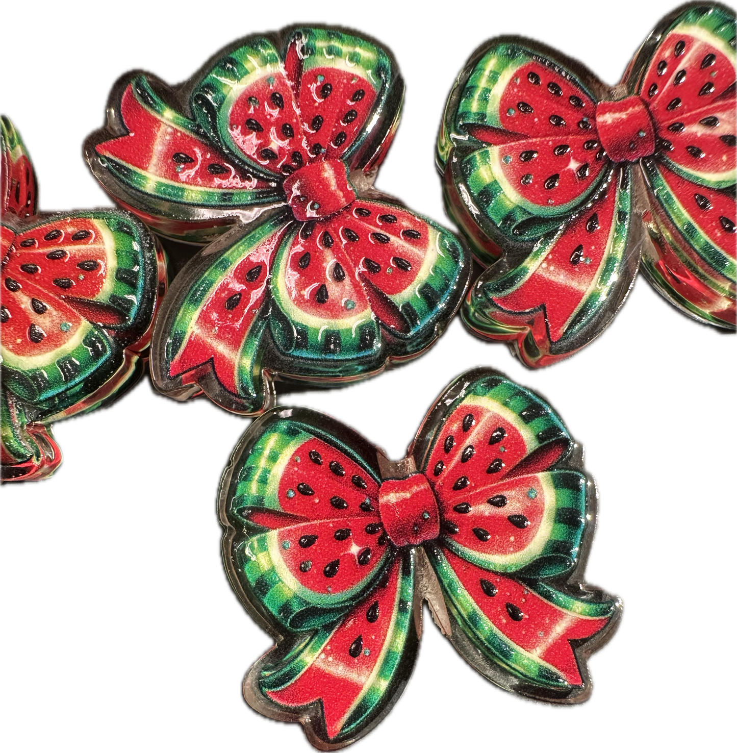 Watermelon bow design acrylic focal bead- set of 2/ focal bead/ pen beading / keychain bead / summer