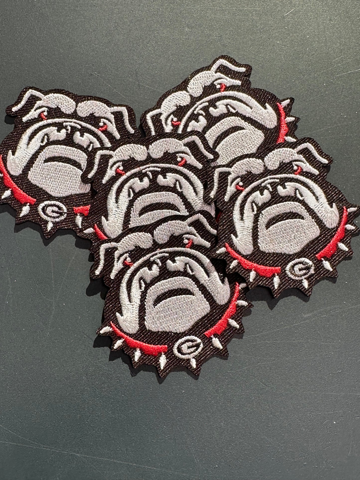 GEORGIA BULLDOGS BULLDOG HEAD /IRON ON PATCH/ SIZE SMALL/ QUALITY MATERIAL/FABRIC PATCHES/FOOTBALL TEAM