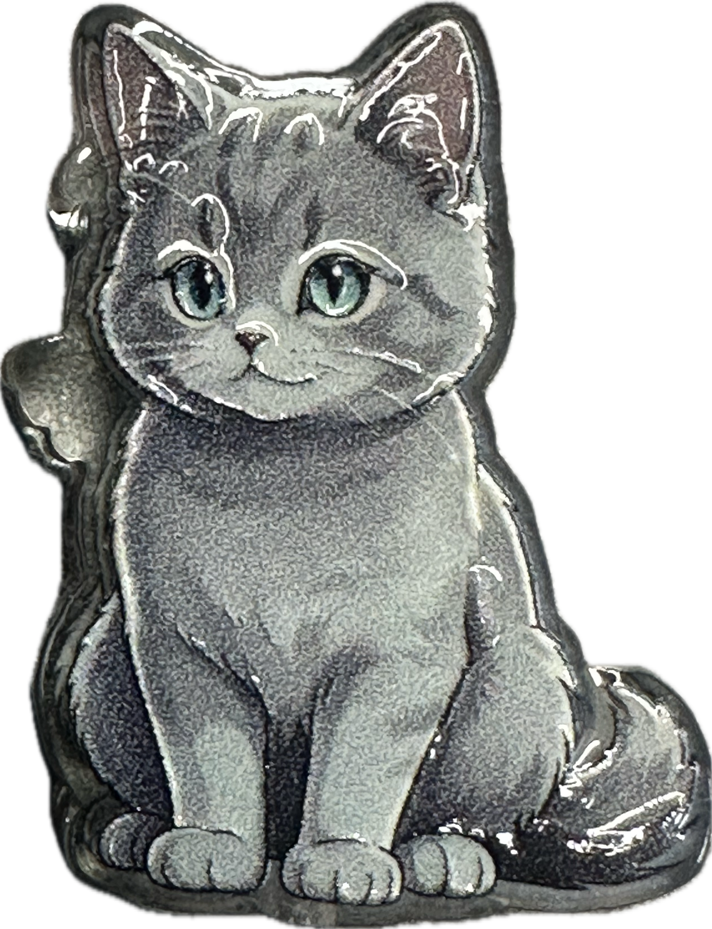 Grey silver kitty cat acrylic focal bead- set of 2/ focal bead/ pen beading / keychain bead
