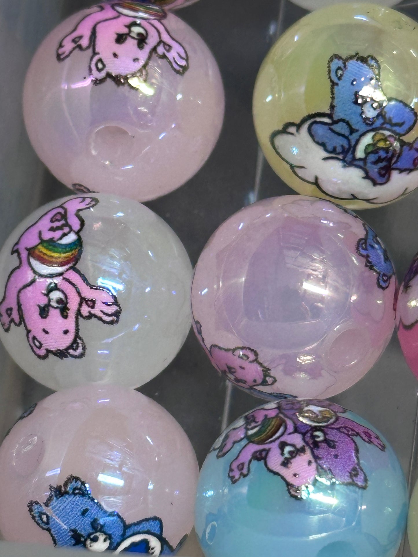 Pastel Bears beads/ Ten (10) included/16mm Bead/ beadable pen/ jewelry/ keychain/