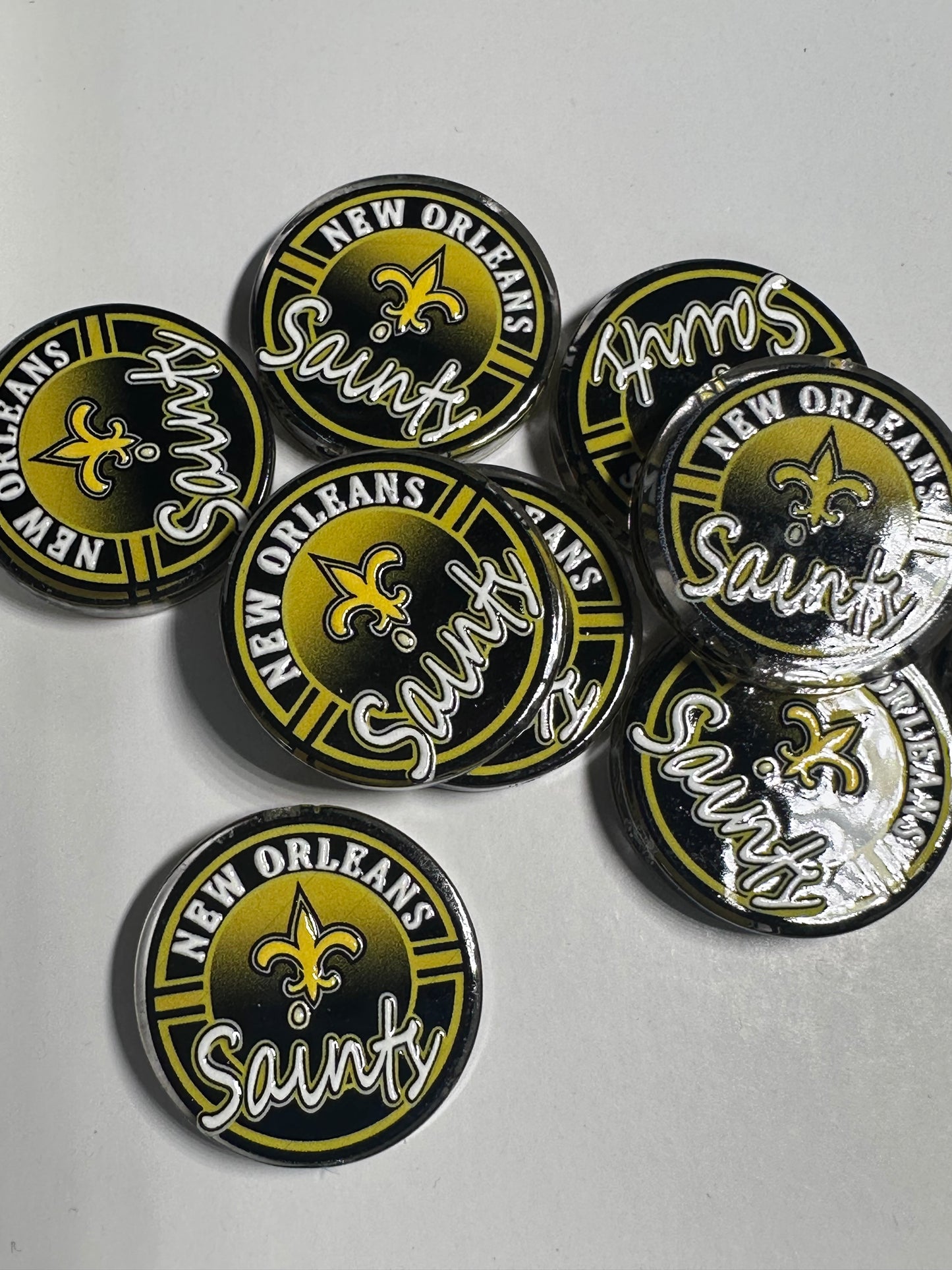 NEW New Orleans Saints acrylic focal bead- set of 2/ focal bead/ pen beading / keychain bead /football