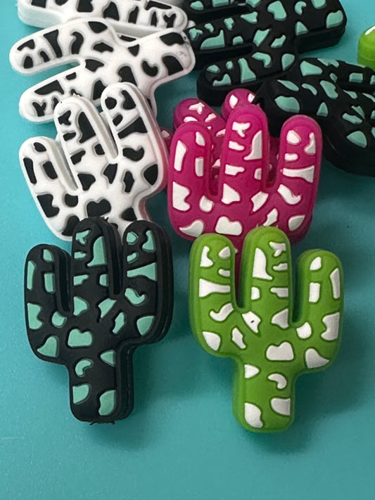 Cow spotted cactus Focal Bead/ silicone focal bead/ pen beads