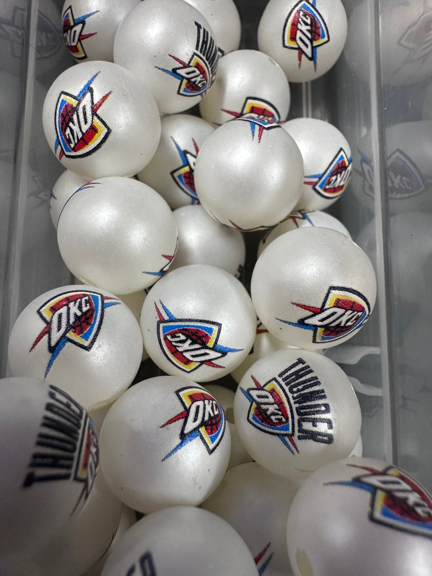 OKC Thunder 16mm Sports Print Beads • Set of 10 • Great for Pens, Keychains & Crafts-