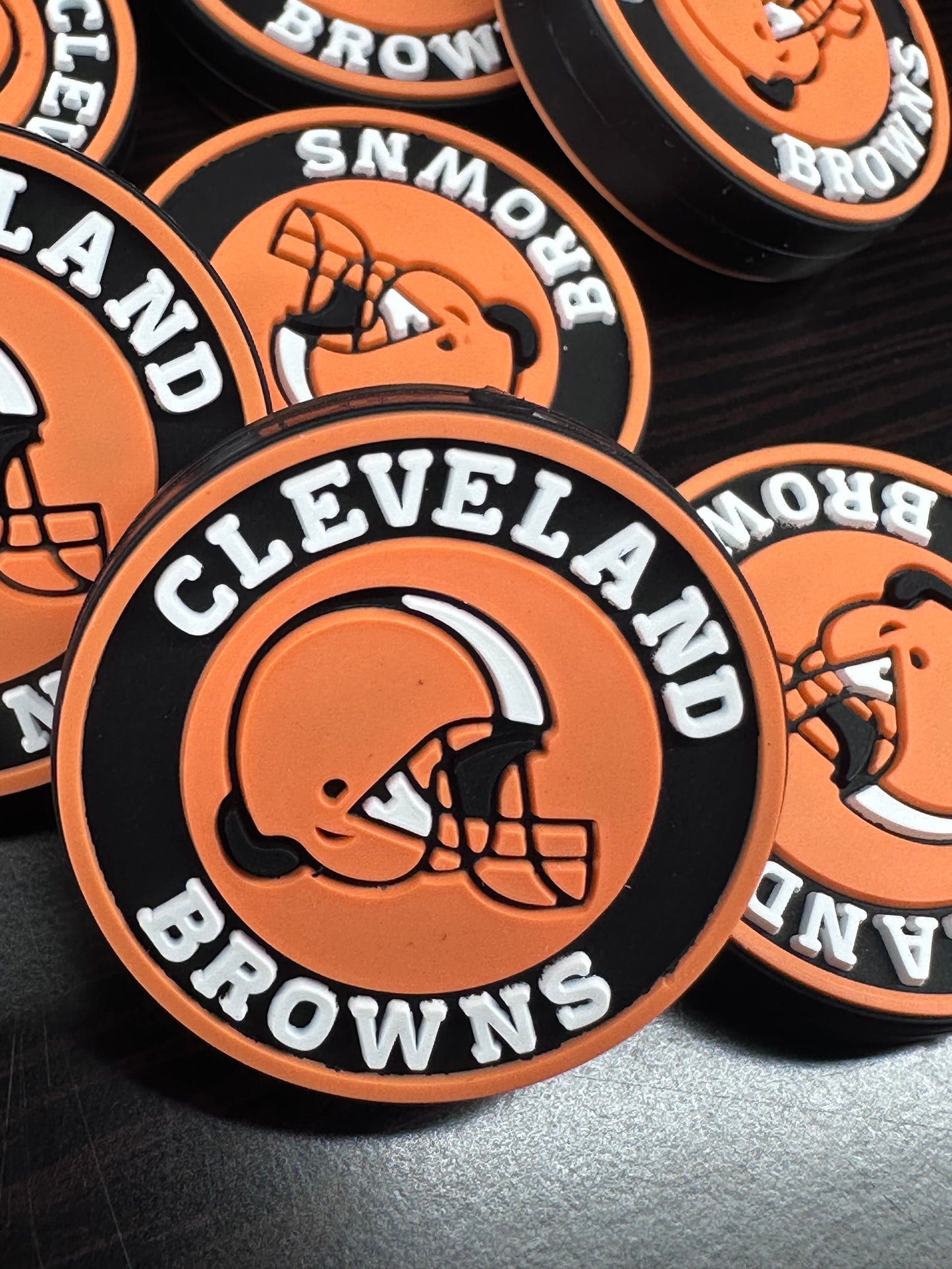 Football team Browns focal bead / football / round silicone bead/ style #3