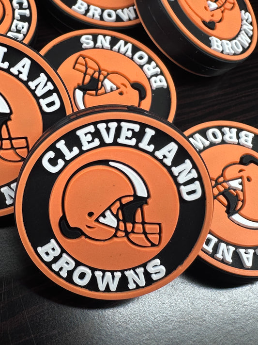 Football team Browns focal bead / football / round silicone bead/ style #3