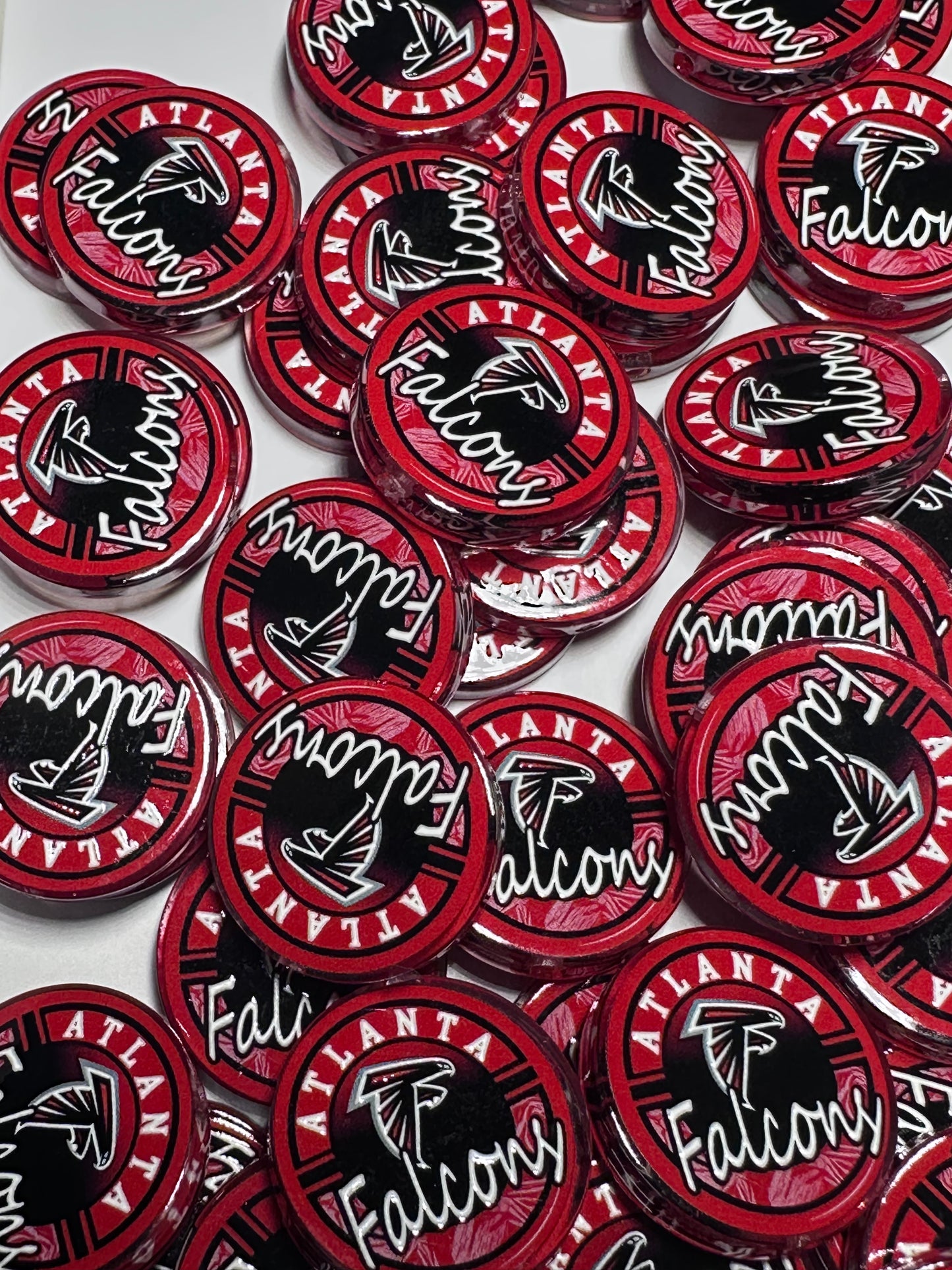 NEW Atlanta Falcons acrylic focal bead- set of 2/ focal bead/ pen beading / keychain bead