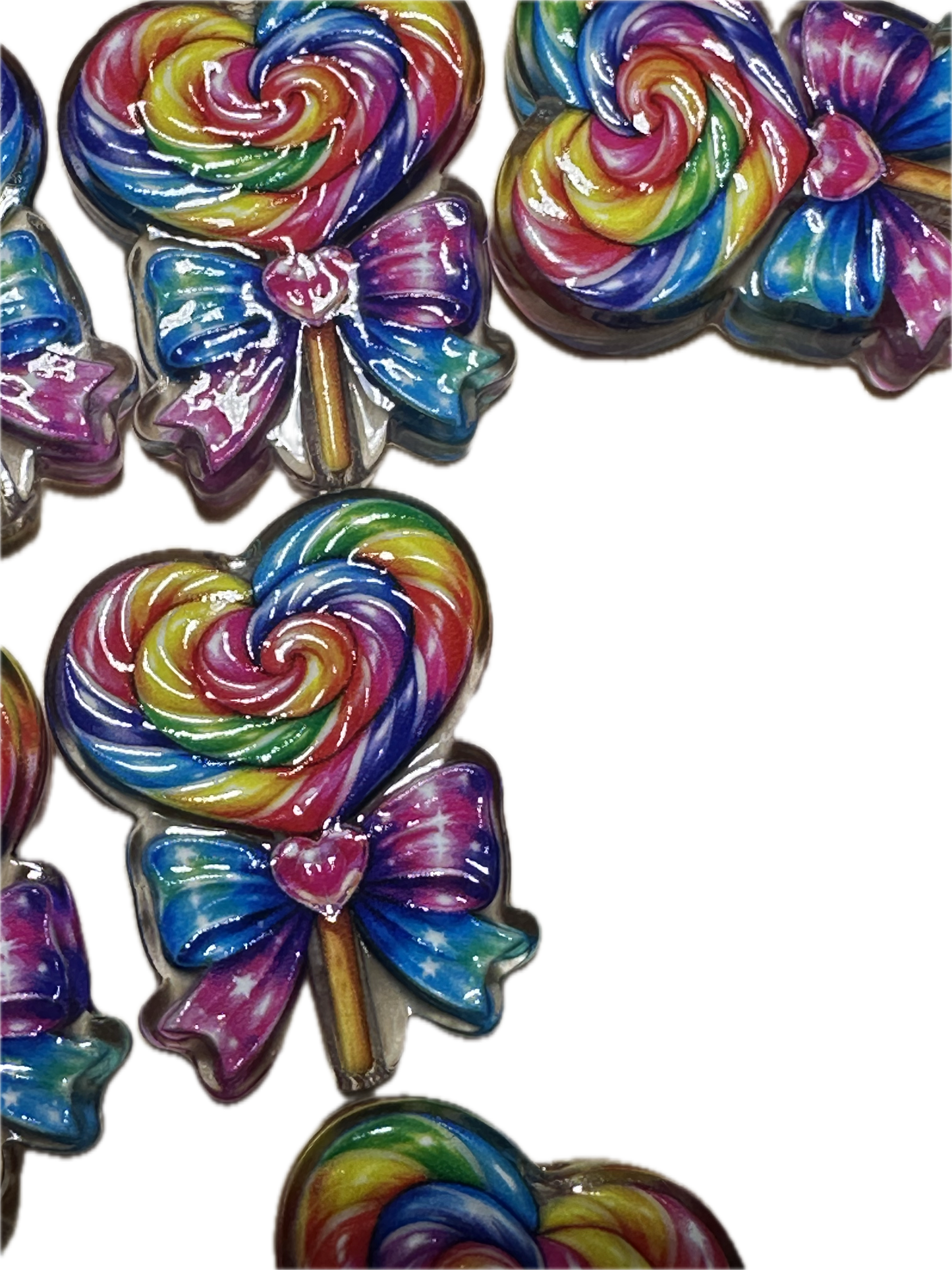 Colorful Heart Lollipop acrylic focal bead- set of 2/ focal bead/ pen beading / keychain bead/