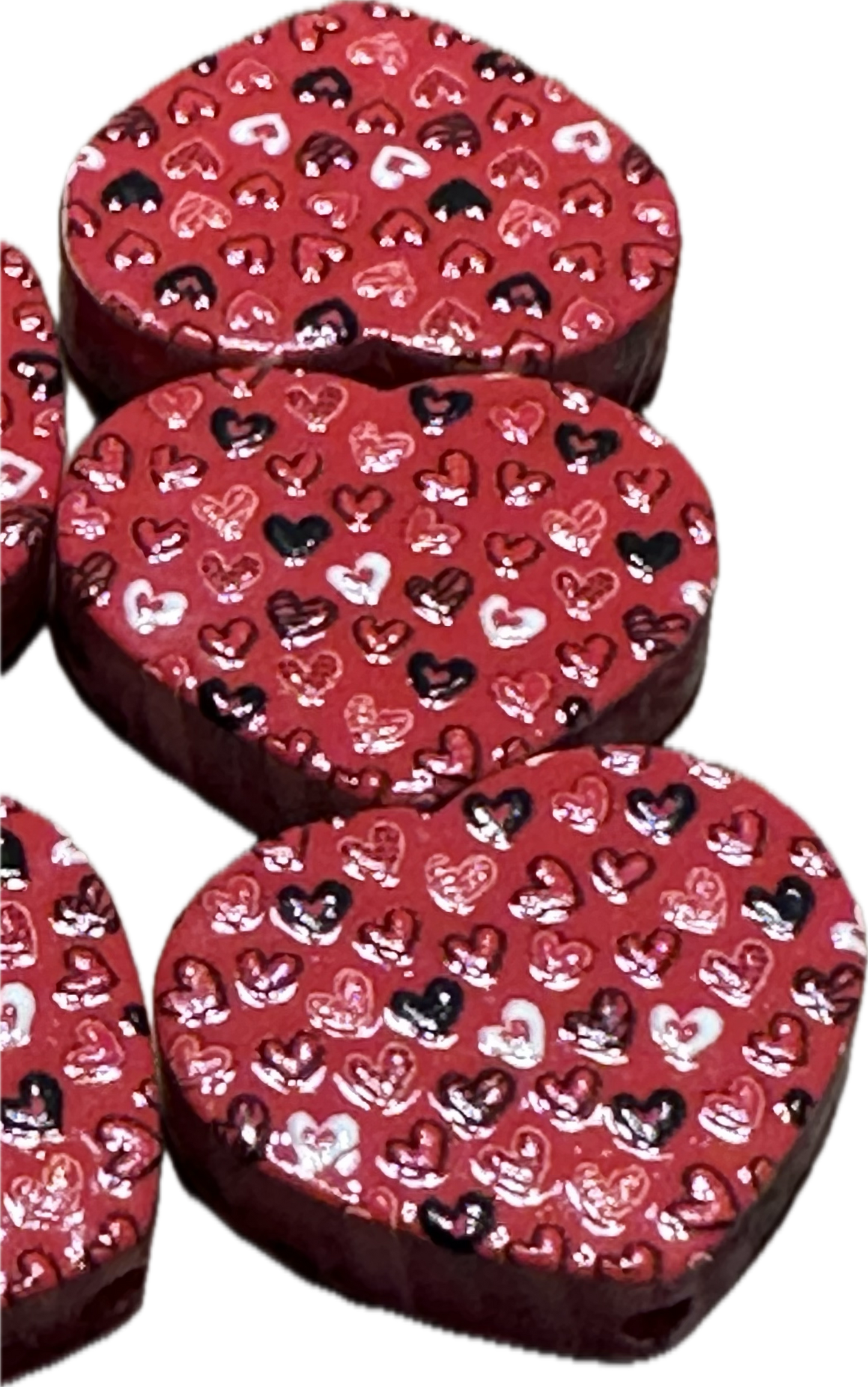 Heart shaped acrylic focal bead- set of 2/ focal bead/pink double c/ pen beading / keychain bead/ Valentines bead