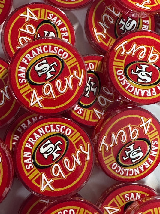 NEW San Francisco 49ers acrylic focal bead- set of 2/ focal bead/ pen beading / keychain bead /football