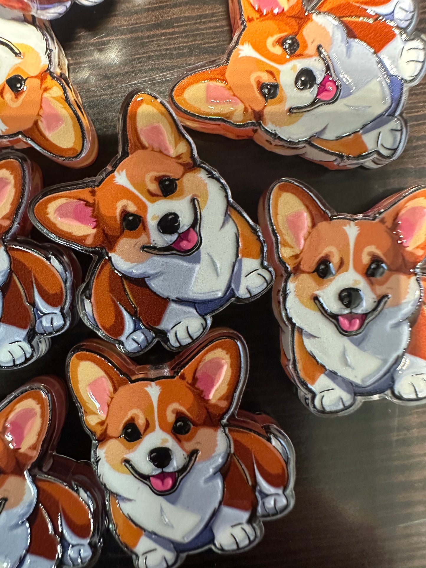 Corgi dog acrylic focal bead- set of 2/ focal bead/ pen beading / keychain bead/