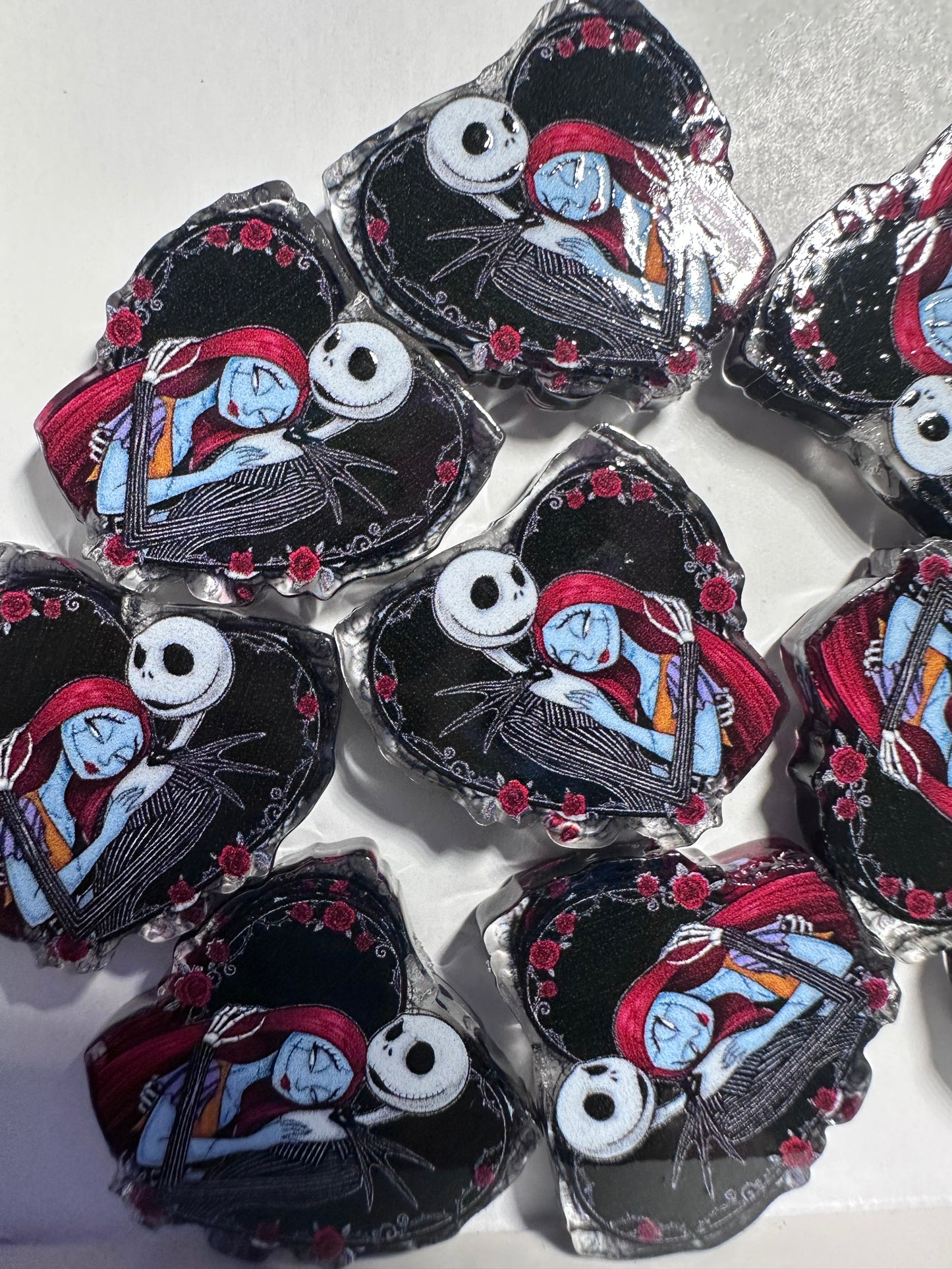 Jack and Sally acrylic focal bead- set of 2/ focal bead/ pen beading / keychain bead/ NMBC