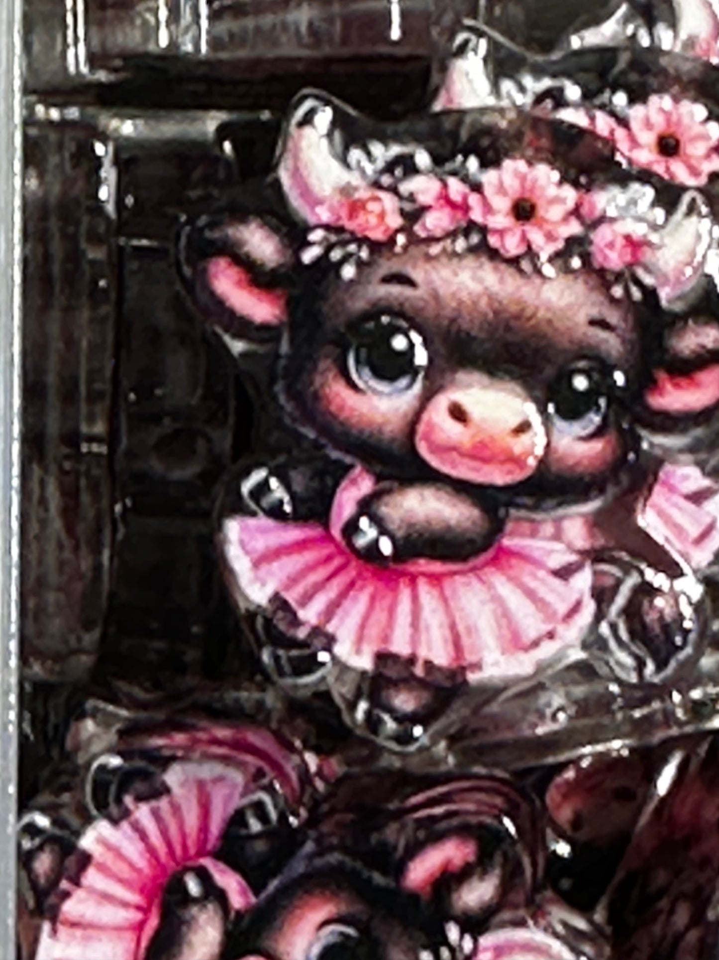 Cute girl cow in pink dress acrylic focal bead- set of 2/ focal bead/ pen beading / keychain bead/