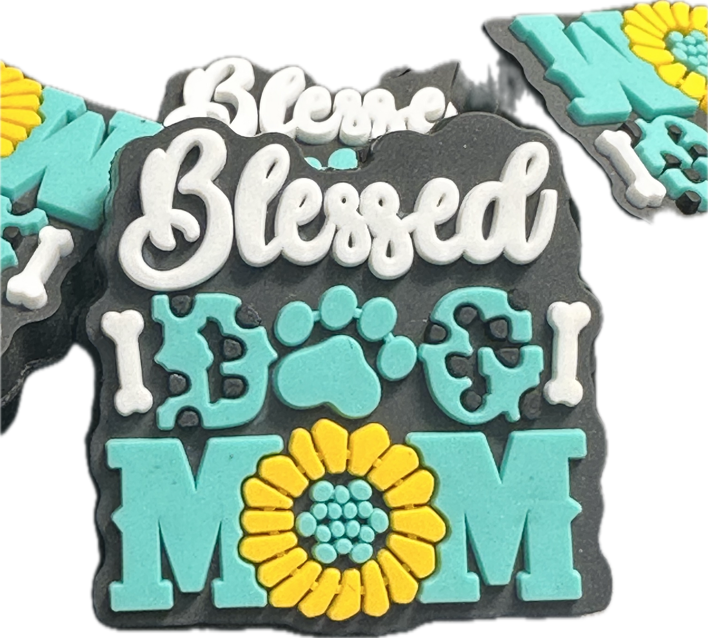 Blessed Dog Mom beads/ Focal Bead/ beadable pen/ Silicone  bead/ keychain bead/ pet / dog/