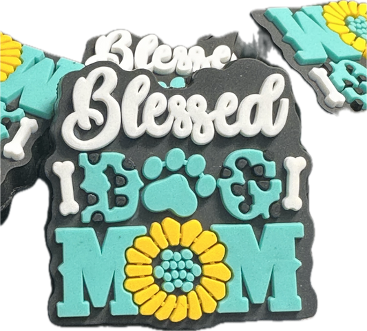 Blessed Dog Mom beads/ Focal Bead/ beadable pen/ Silicone  bead/ keychain bead/ pet / dog/