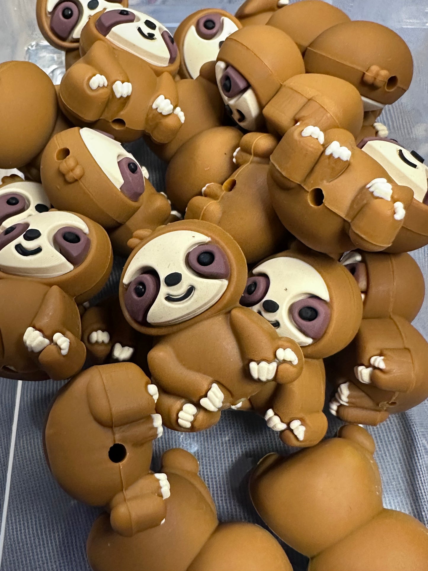 3D Sloth silicone bead/ Keychain bead