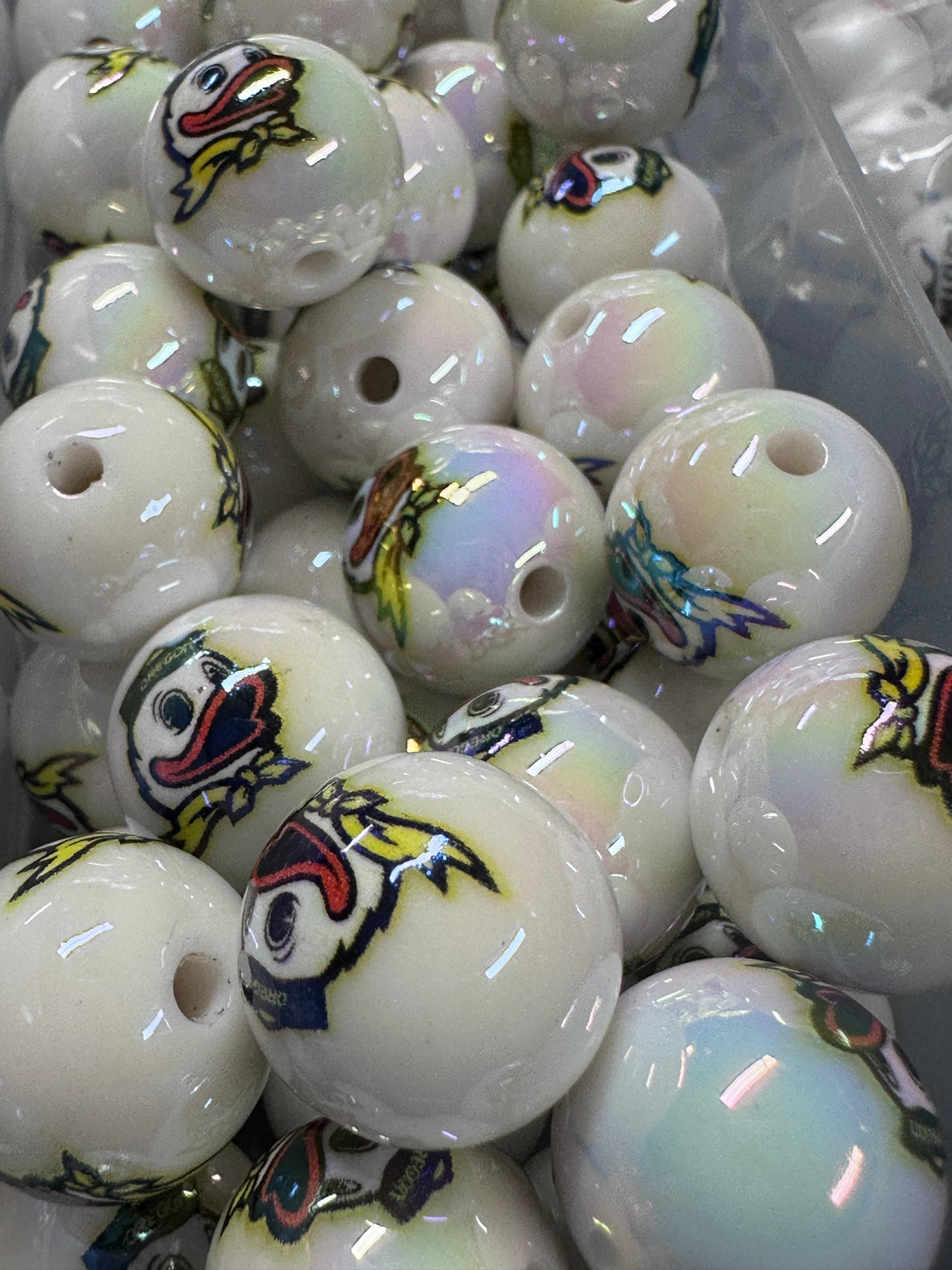 University of Oregon Ducks 16mm Sports Print Beads • Set of 10 • Great for Pens, Keychains & Crafts- mighty ducks