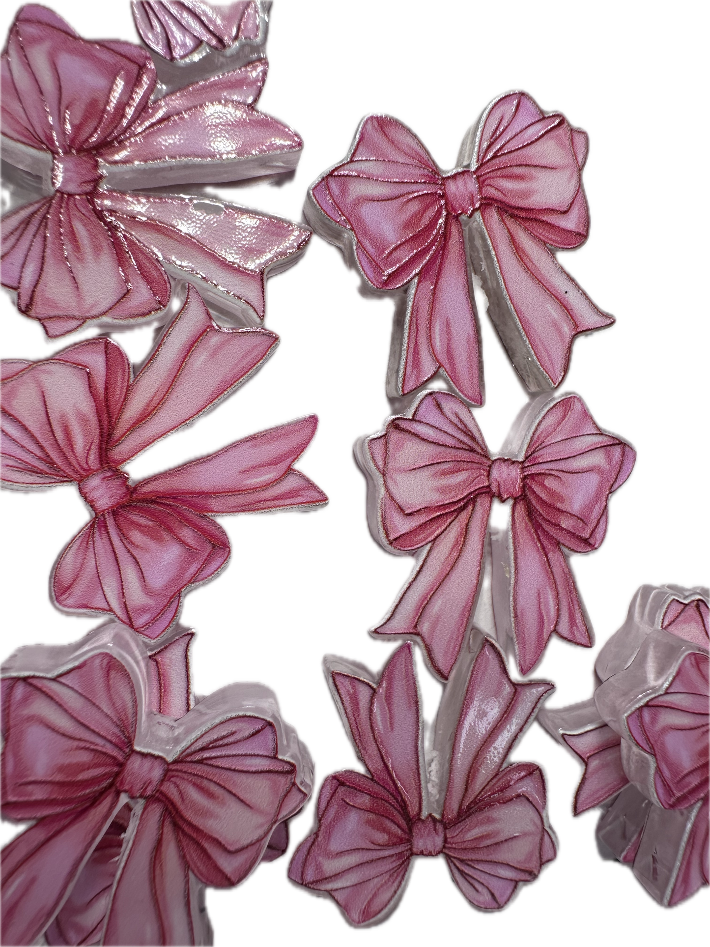 Long pink bow acrylic focal bead- set of 2/ focal bead/ pen beading / keychain bead/ fancy bow