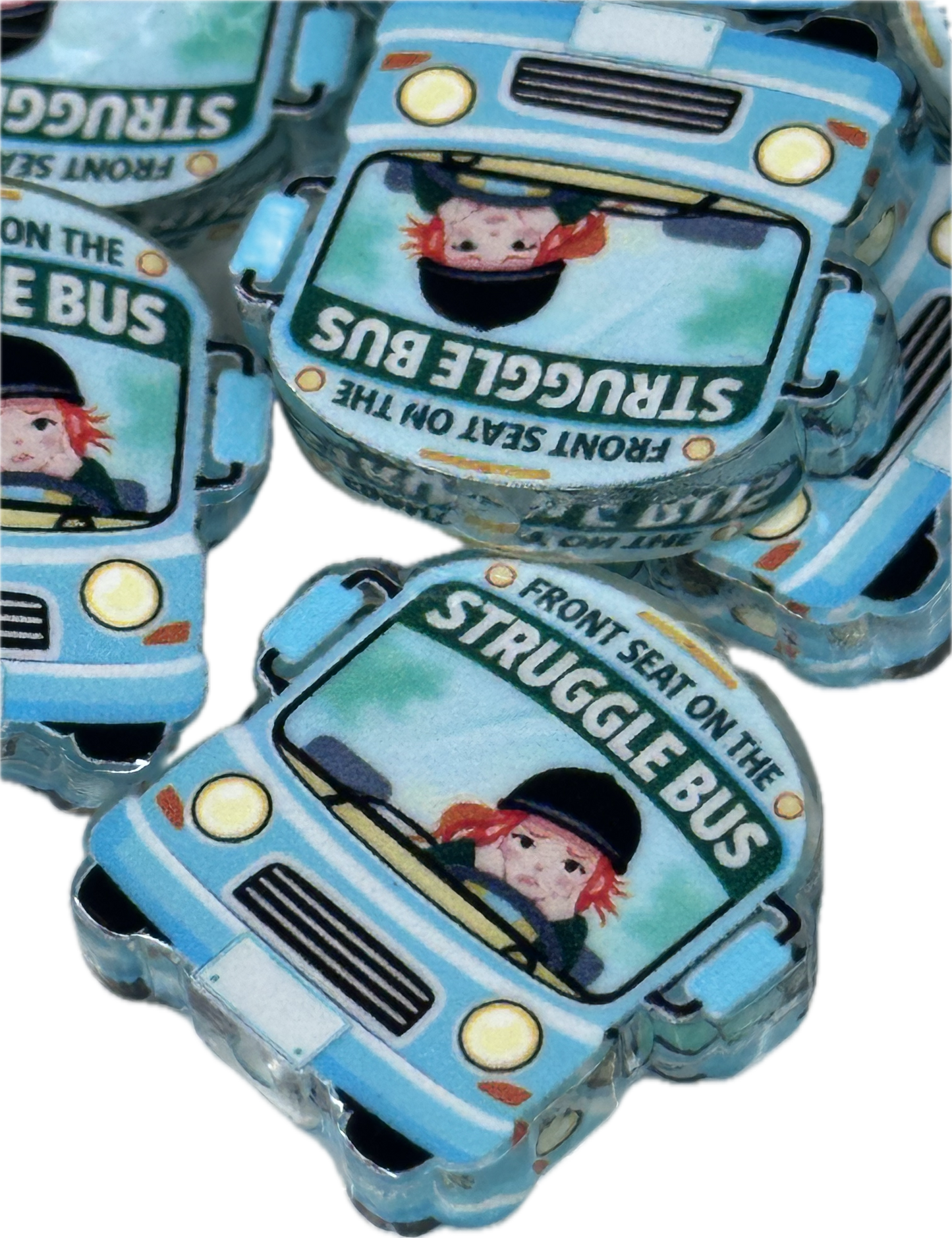 Struggle Bus acrylic focal bead- set of 2/ focal bead/ pen beading / keychain bead/ OUR DESIGN