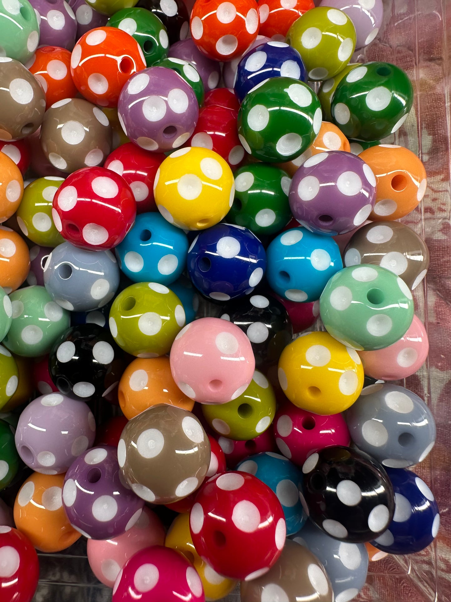 Polka Dot acrylic beads/ 16mm Beads/ beadable pen/ keychain bead/ dotted/ spots
