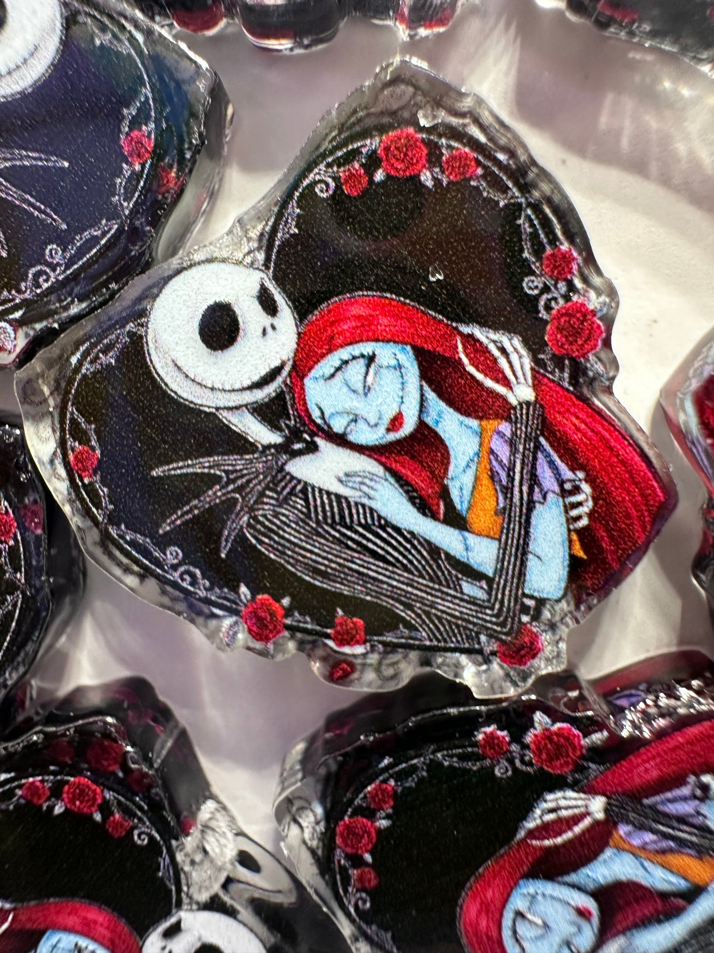 Jack and Sally acrylic focal bead- set of 2/ focal bead/ pen beading / keychain bead/ NMBC
