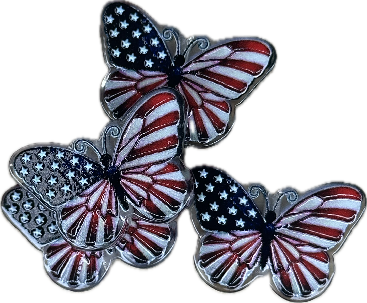 Patriotic butterfly acrylic focal bead- set of 2/ focal bead/ pen beading / keychain bead/ Fourth of July/ American