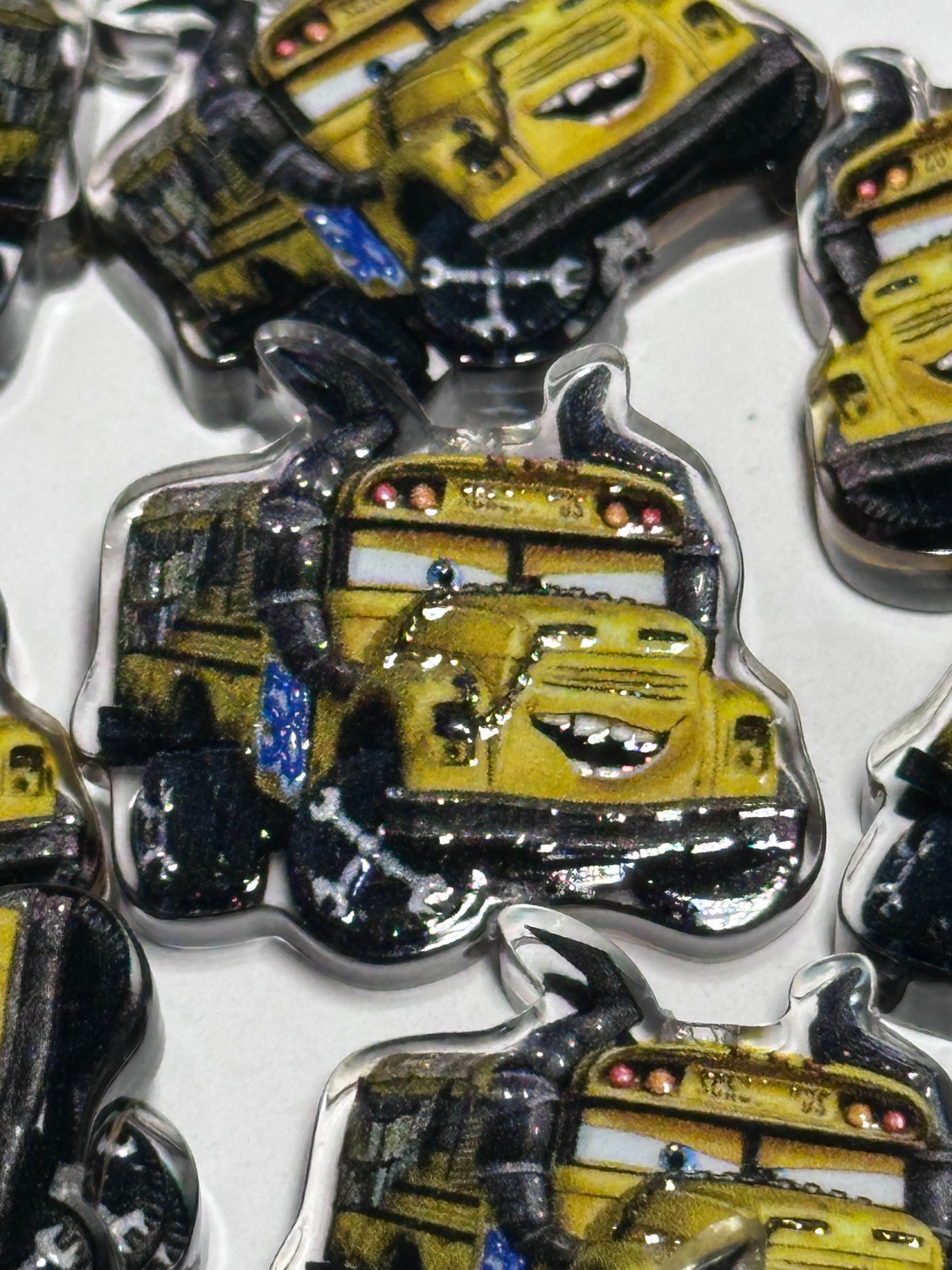 School Bus acrylic focal bead- set of 2/ focal bead/ pen beading / keychain bead/