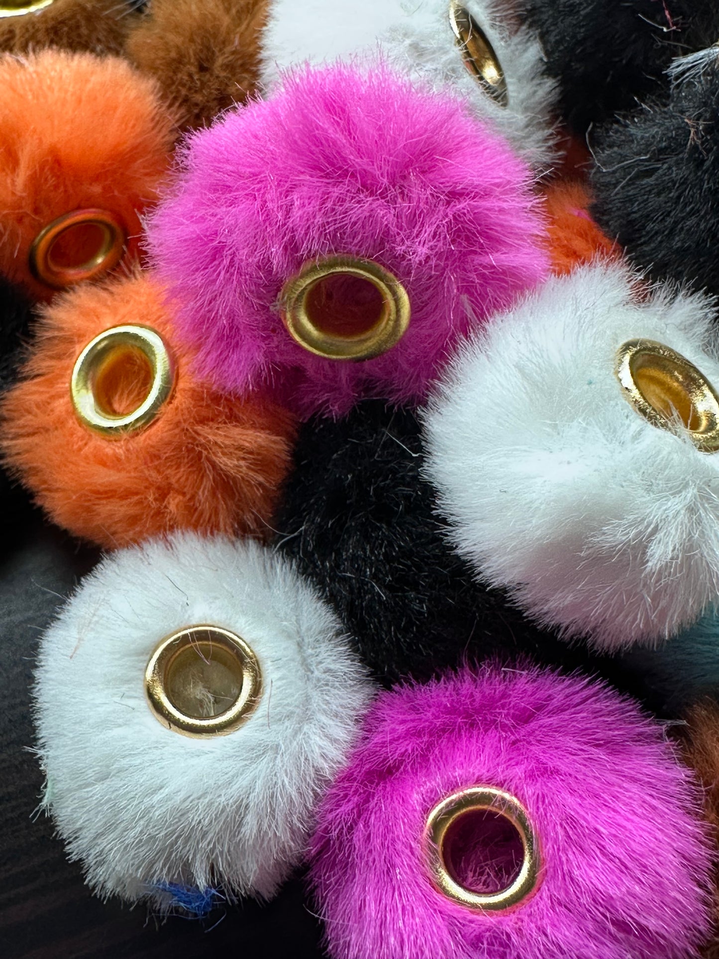 Pom Pom Beads/ beadable pen/ furry  bead/ multicolored / keychain bead/ puffy bead/ fur ball/ ten (10) Pom poms