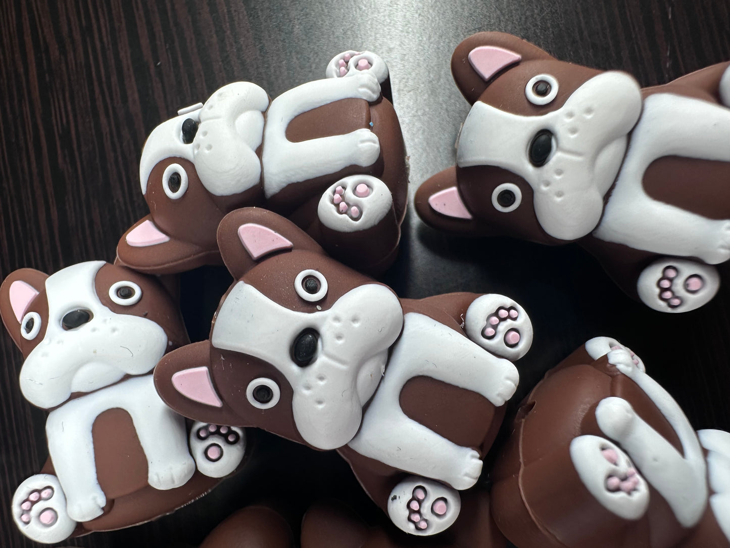 3D Boston Terrier Dog focal bead /silicone bead for beadable pens, rods, brushes, keychains