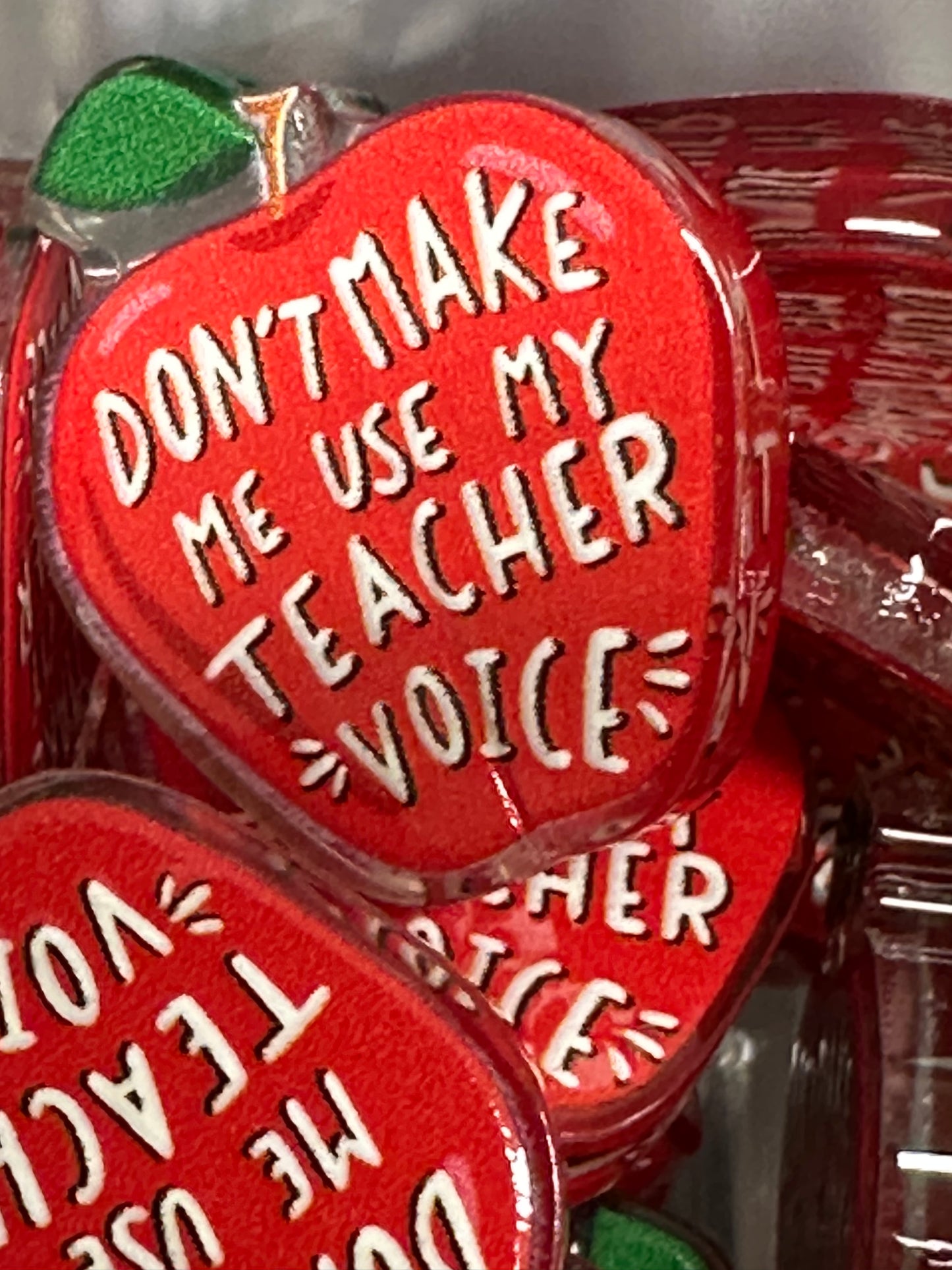 Teacher acrylic focal bead- set of 2/ focal bead/ pen beading / keychain bead/ apple