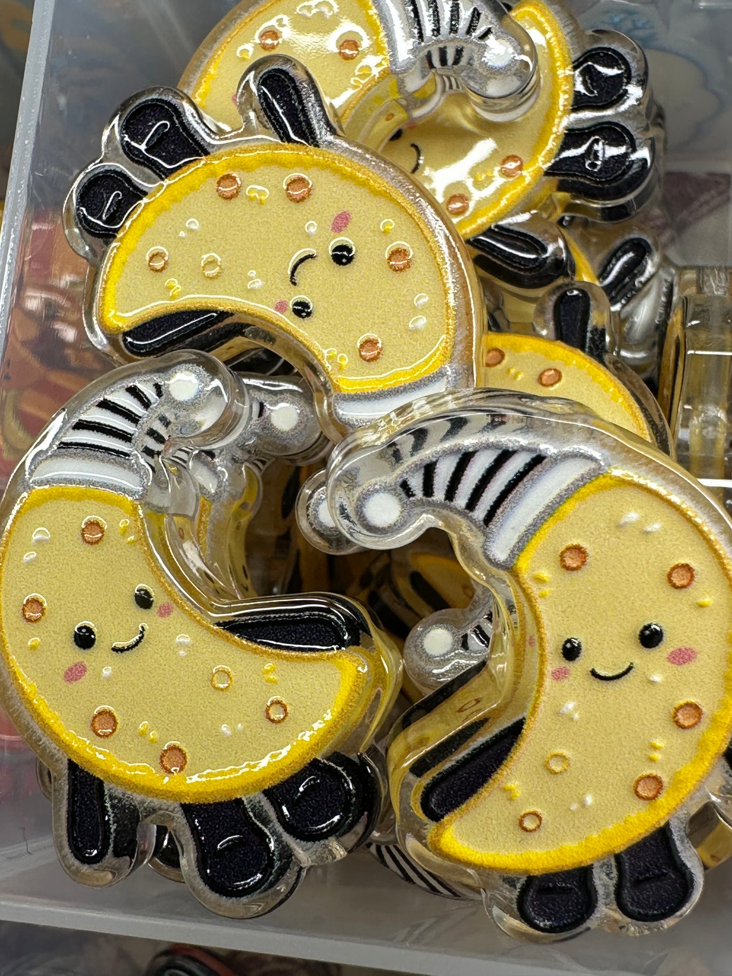 Yellow moon acrylic focal bead- set of 2/ focal bead/ pen beading / keychain bead/ sleepy time