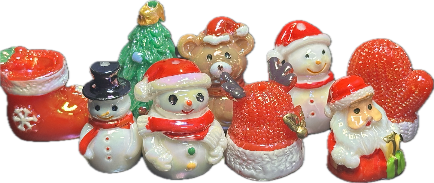 9pc Christmas Resin Bead Set – Santa, Snowman, Tree & Holiday DIY Beads