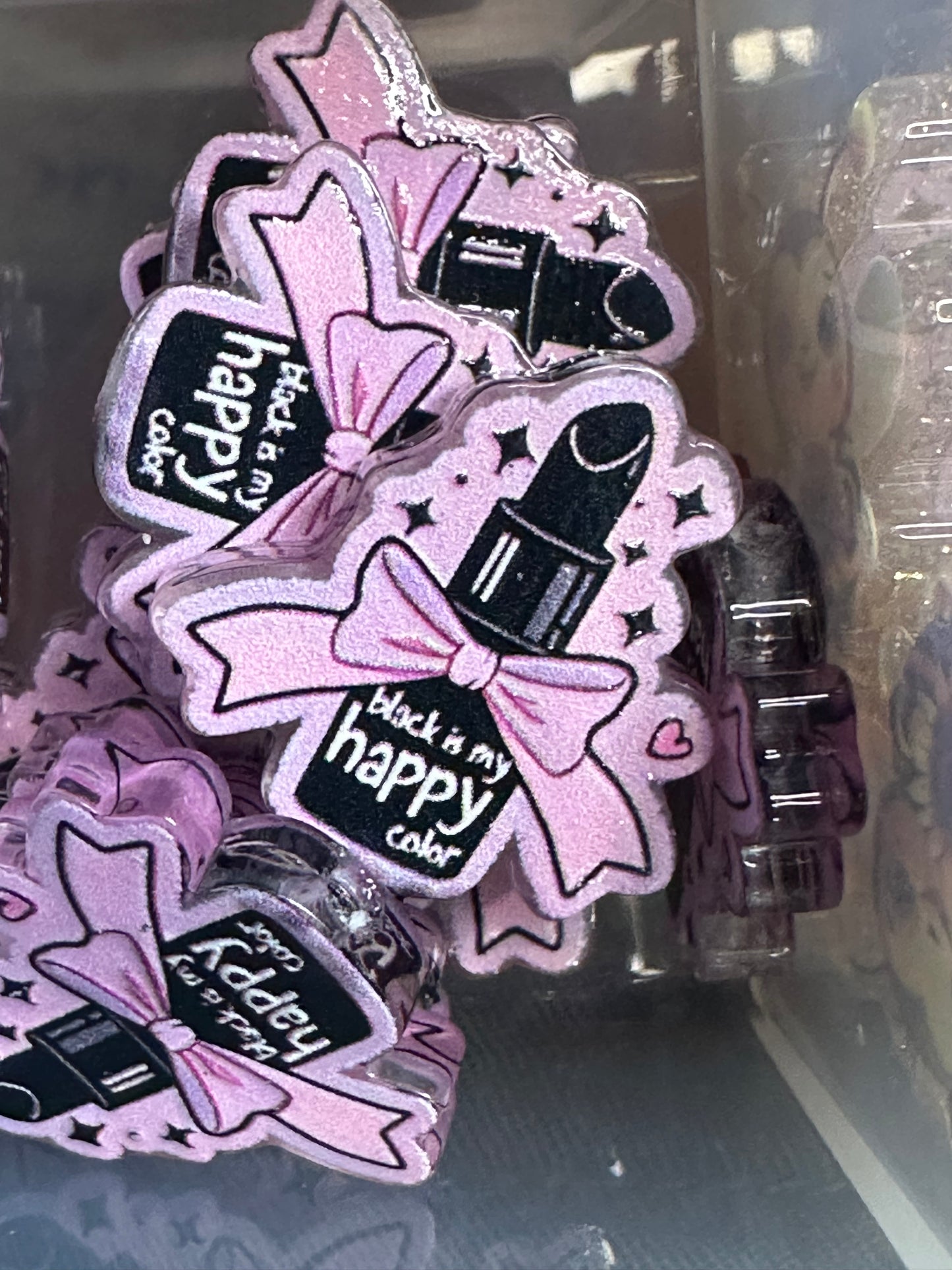 Black is my happy color acrylic focal bead- set of 2/ focal bead/ pen beading / keychain bead/