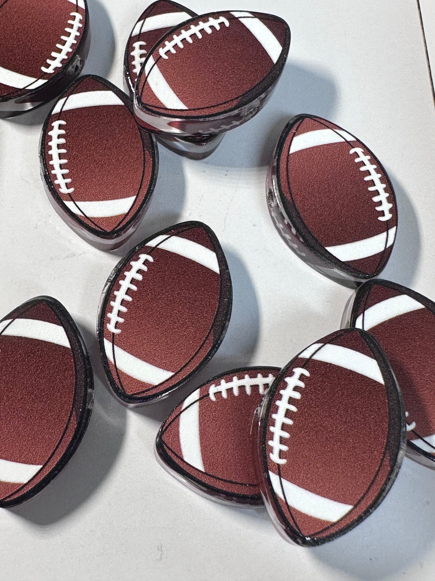 NEW football acrylic focal bead- set of 2/ focal bead/ pen beading / keychain bead