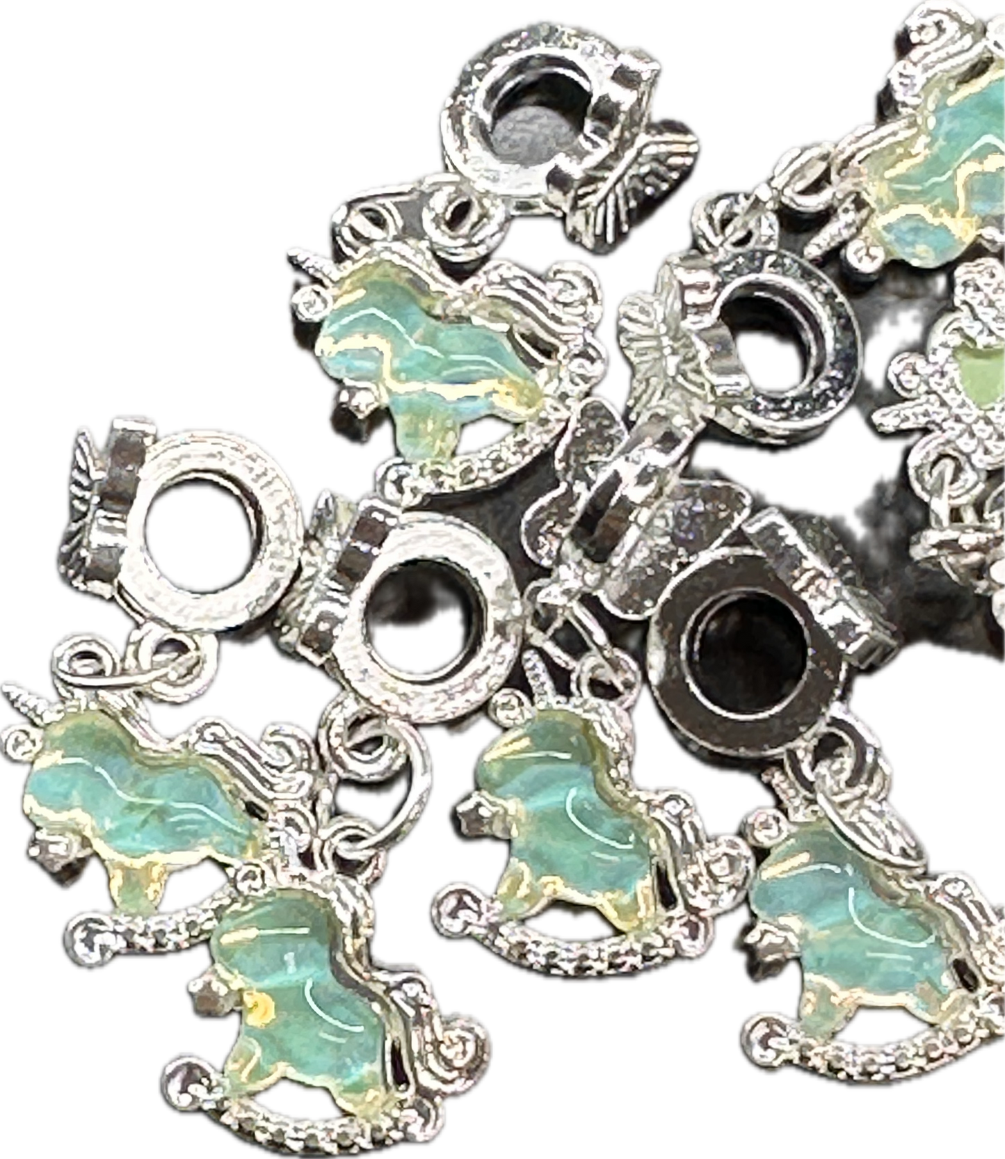 Unicorn Rocking Horse Bail Beads – Butterfly Bail Beads Charms for DIY Beaded Pens, Jewelry, and Crafts
(Sold in 1 or Set of 5)Pink,Purple,Blue,White,and Green