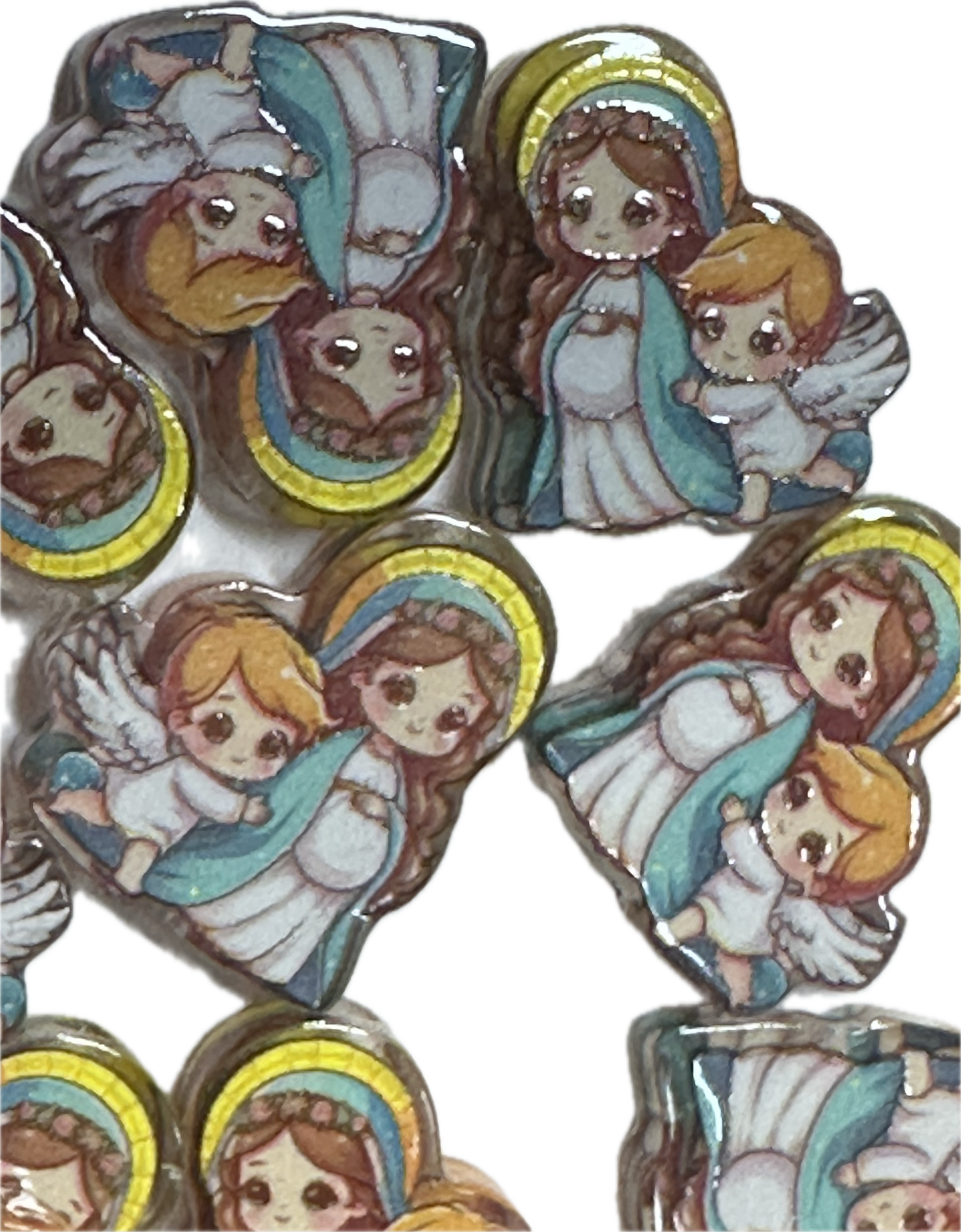 Angel and Mary acrylic focal bead- set of 2/ focal bead/ pen beading / keychain bead/ pregnant
