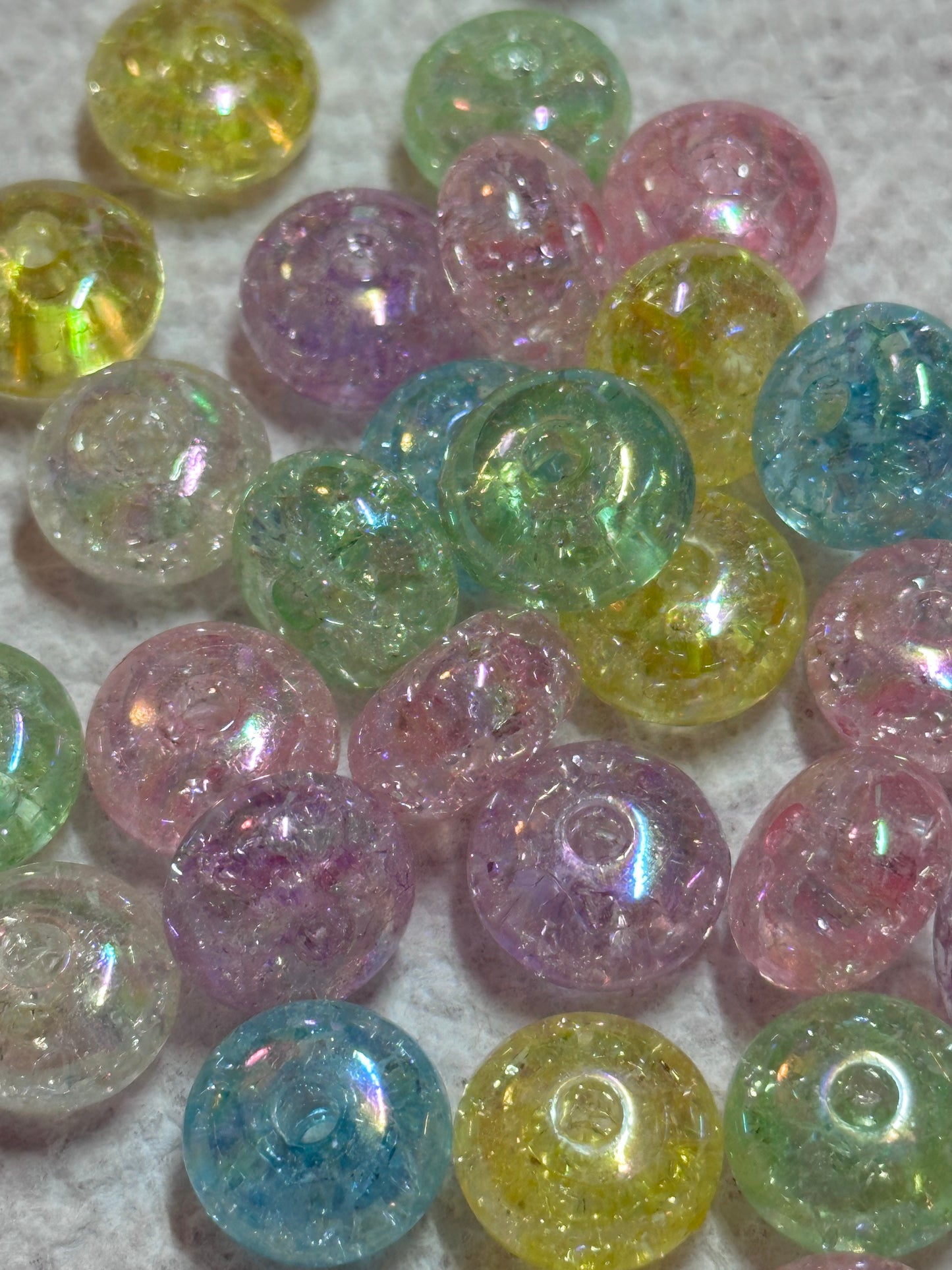 Acrylic spacer beads/ jewelry/ beadable pen beads/ keychain bead/ DIY/ approximately 12mm/ translucent crackle/mixed colors